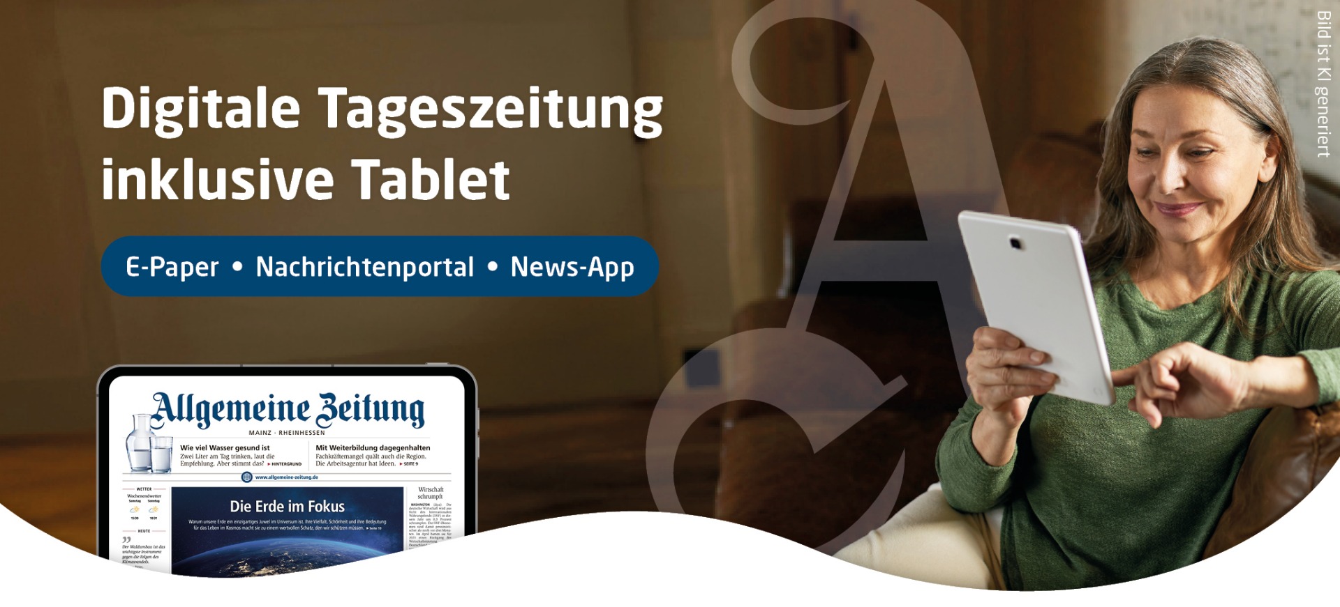 Zeitungsabo mit Tablet