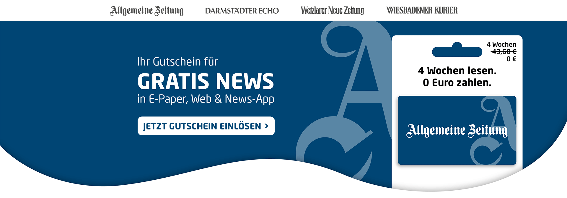 Link zum Angebot - Gutschein einlösen: 4 Wochen Gratis-News