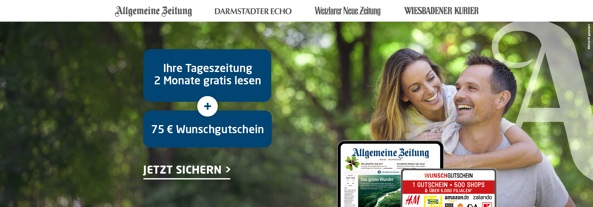 Link zum Angebot - 2 Monate gratis lesen + 75 € Wunschgutschein