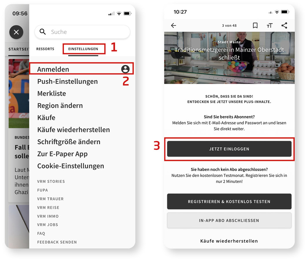 News-App Anmeldung