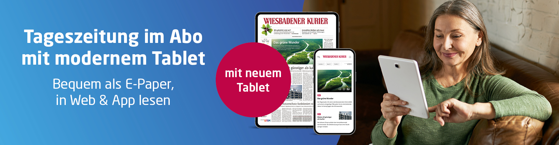 Zeitungsabo mit Tablet