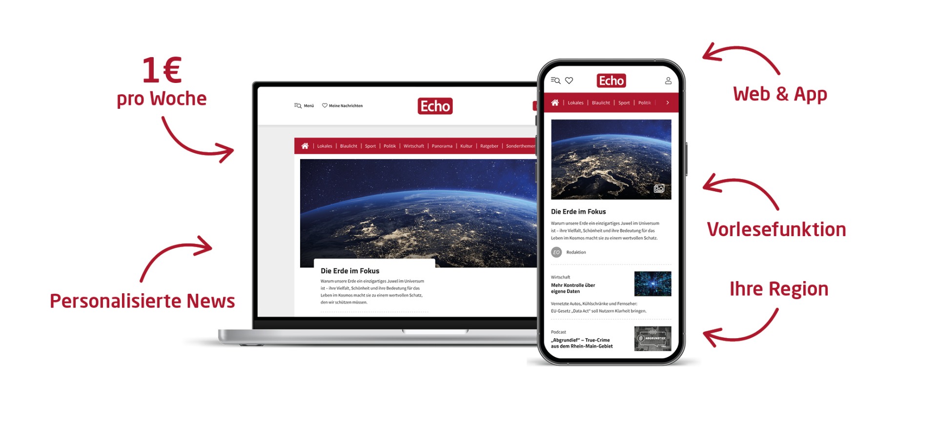 Echo Tageszeitung plus 1 € pro Woche 12 Monate Preisgarantie Produkt
