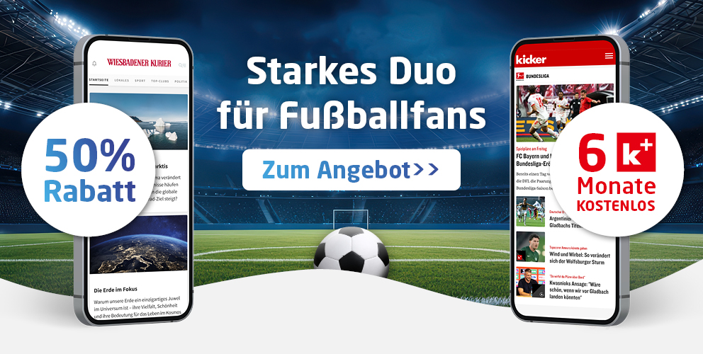 50 % Rabatt auf die regionale Tageszeitung inkl. 6 Monate kicker+ gratis