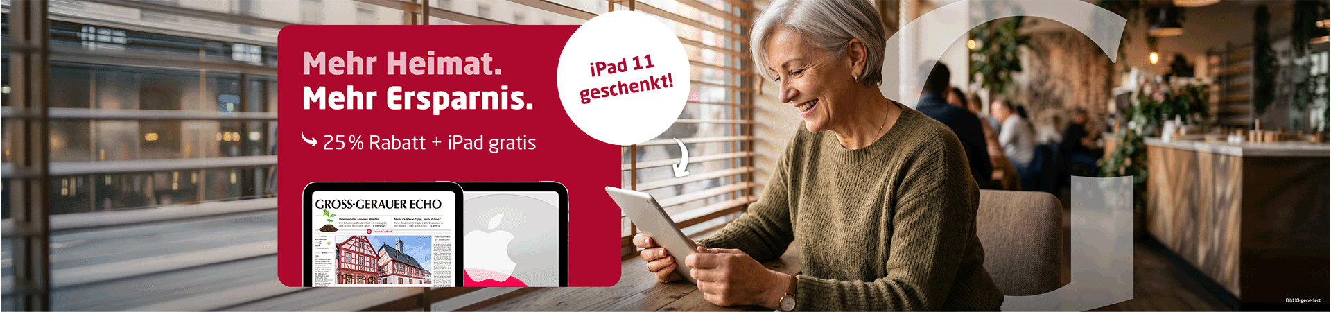 Link zum Angebot - Gratis iPad + 25 % Rabatt