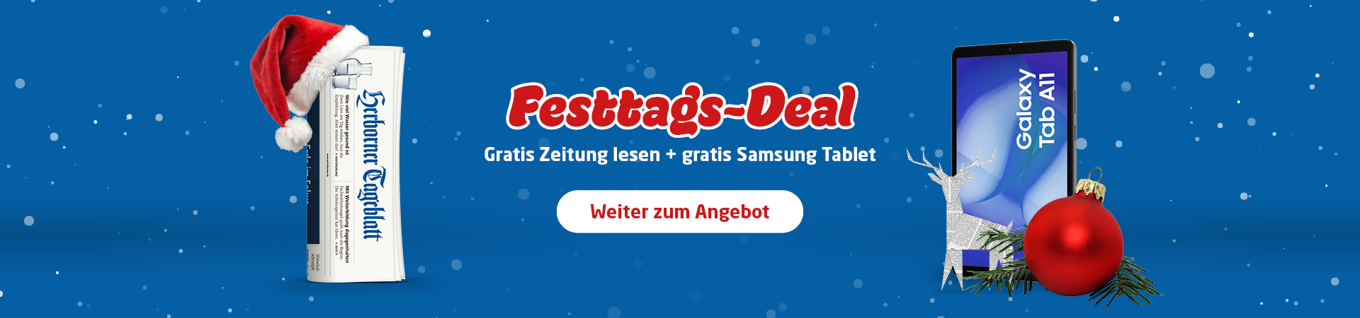 Link zum Angebot - Festtags-Deal: Gratis Zeitung lesen + gratis Samsung Galaxy Tab A11