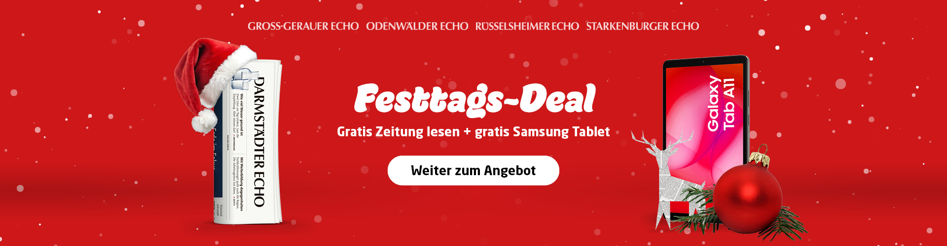 Link zum Angebot - Festtags-Deal: Gratis Zeitung lesen + gratis Samsung Galaxy Tab A11