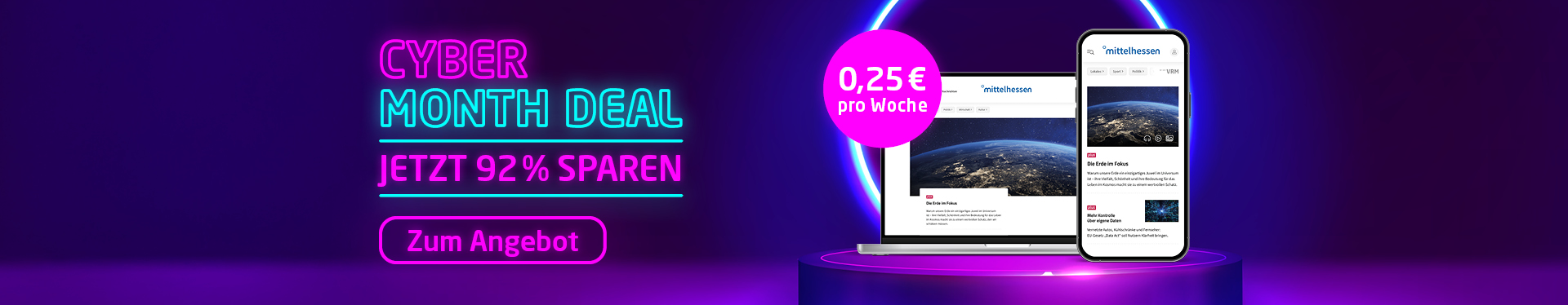 Link zum Angebot - Cyber Month: Alle News für nur 25 Cent pro Woche!