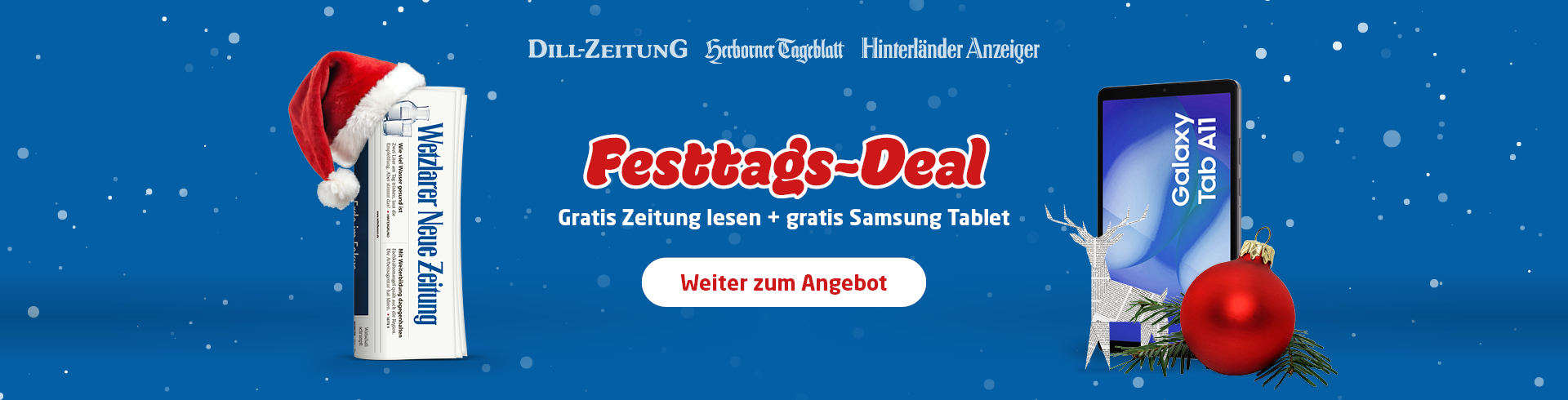 Link zum Angebot - Festtags-Deal: Gratis Zeitung lesen + gratis Samsung Galaxy Tab A11