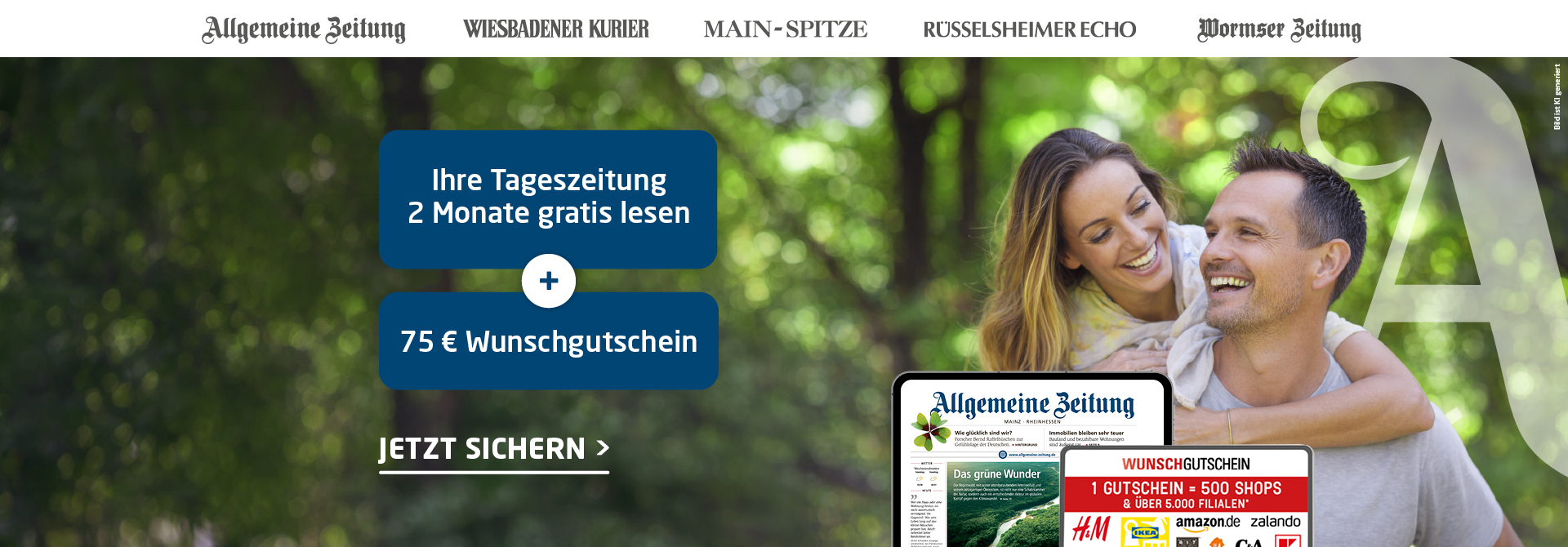 Link zum Angebot - 2 Monate gratis lesen + 75 € Wunschgutschein