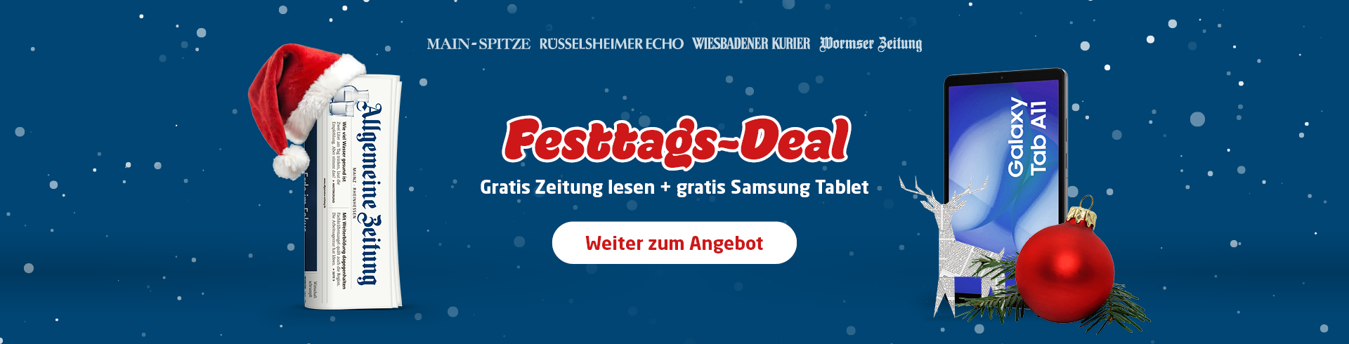 Link zum Angebot - Festtags-Deal: Gratis Zeitung lesen + gratis Samsung Galaxy Tab A11